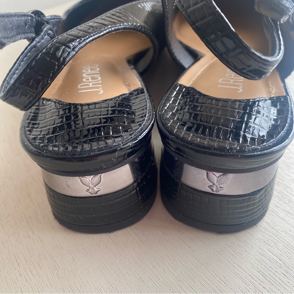 J. Renee Patent Croc Embossed Slingback Shoe in Black, size 8.5M - Picture 6 of 12